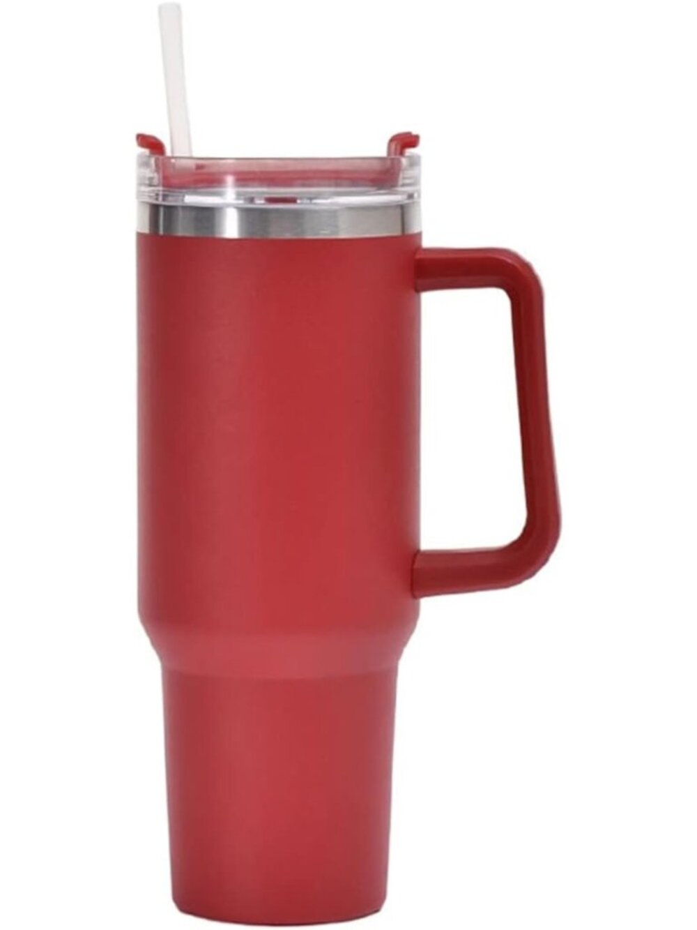 40oz Insulated Travel Mug with Handle & Straw - Stainless Steel Double Wall